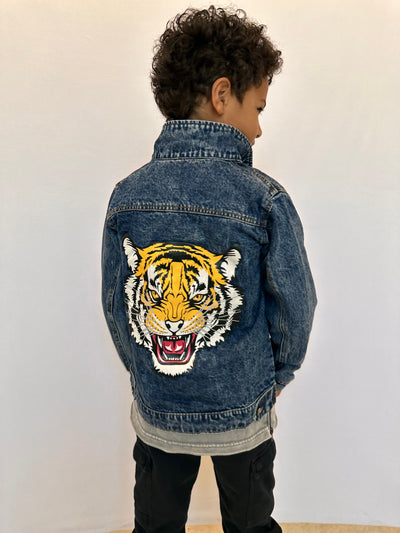 Lola + The Boys Jackets & Bombers Tiger Art Denim Jacket