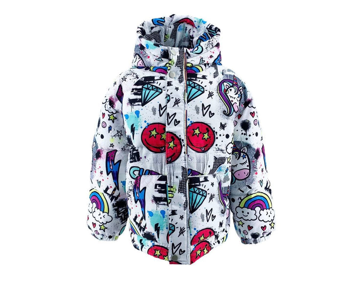 Lola + The Boys JACKETS Unicorn Graffiti Puffer