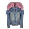 Lola & The Boys Parkas & Furs Women's Distressed Denim Fur Jacket