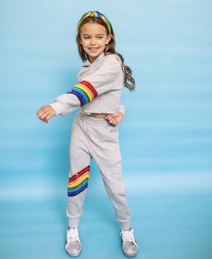 Lola + The Boys Set You Are Amazing Sequin Grey Set