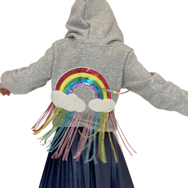 Sparkle Heart Crystal Rainbow Hoodie - Calakids