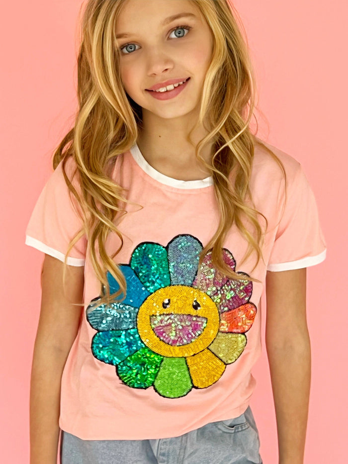 Lola + The Boys Tees Happy Daisy Ringer Tee Shirt