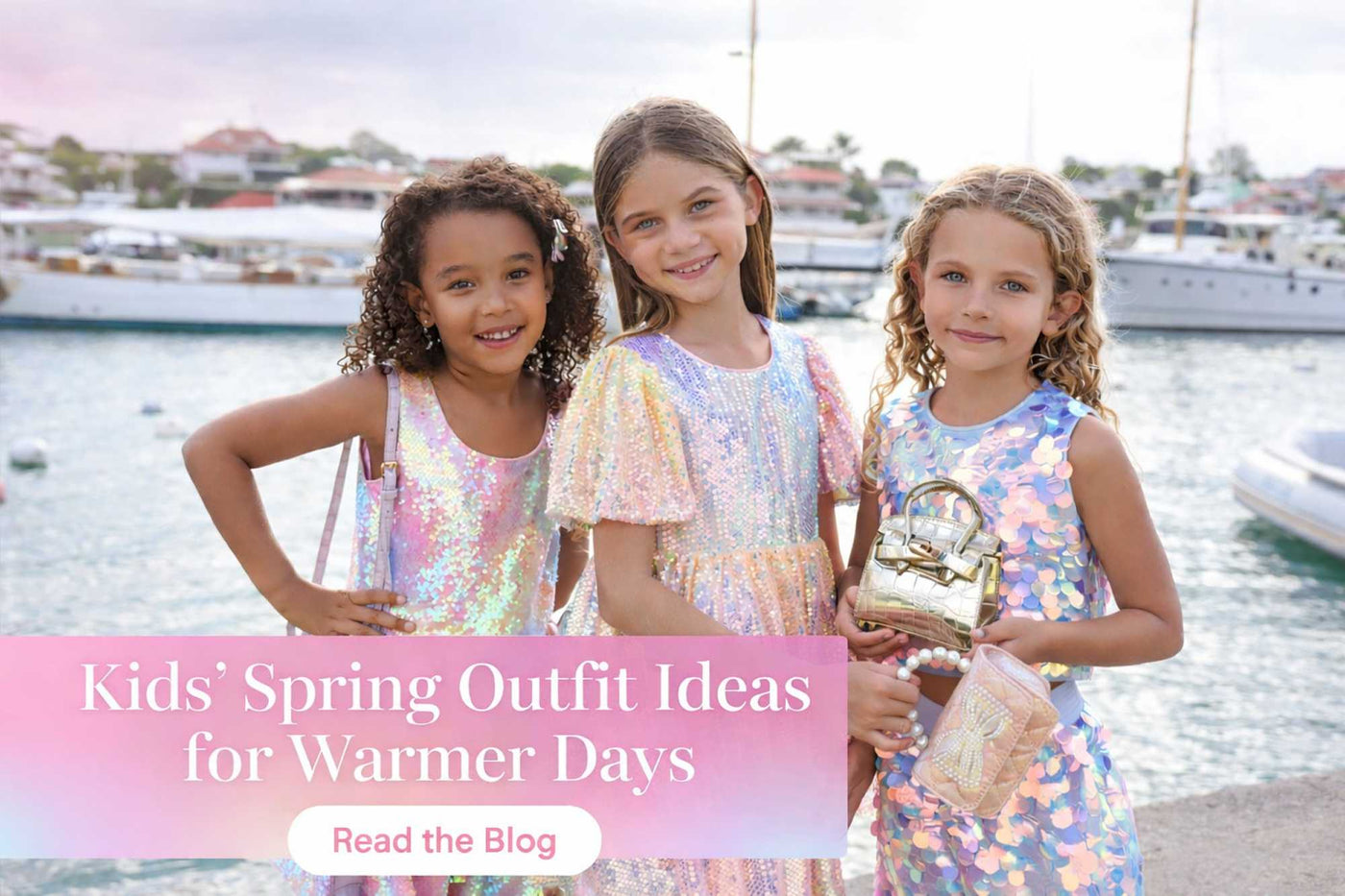 stylish kids spring outfits for warmer weather featuring colorful layers and playful accessories