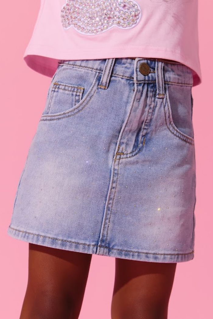 Crystal Sparkle Denim Skirt