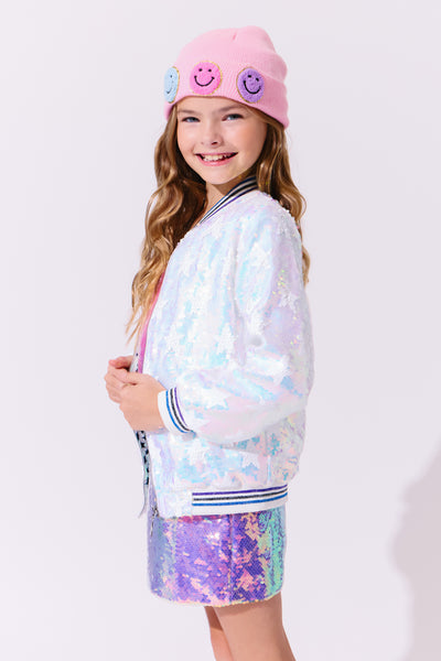 Iridescent Star Sequin Bomber