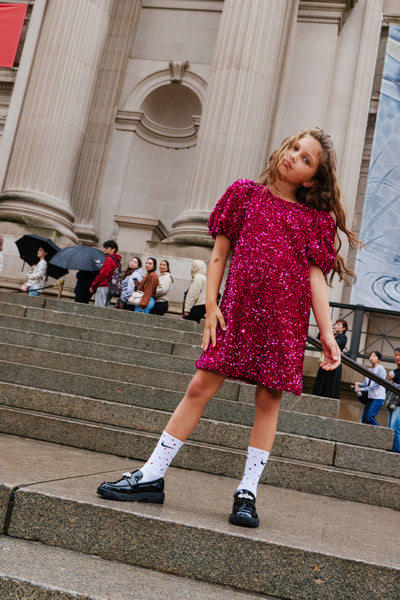 Raspberry Velvet Shimmer Dress