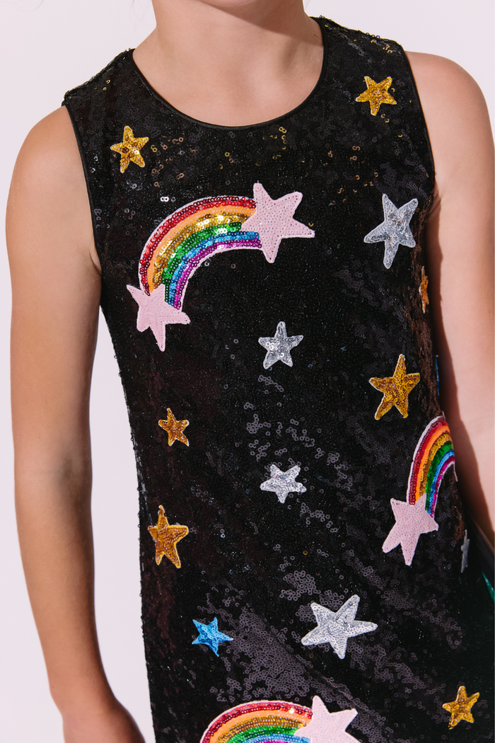 Cosmic Rainbow Shimmer Dress