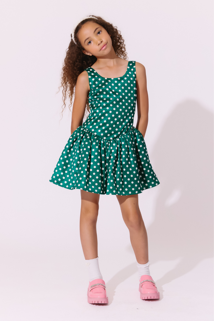 Green Polka Dot Flare Dress