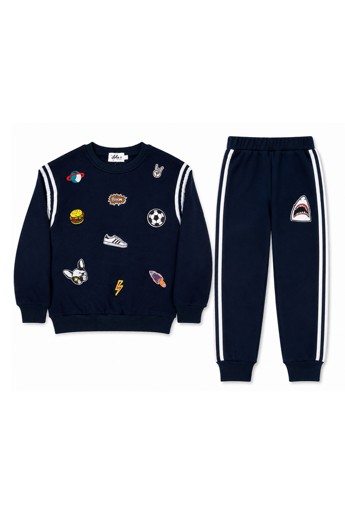 Varsity Patch Jogger Set Navy
