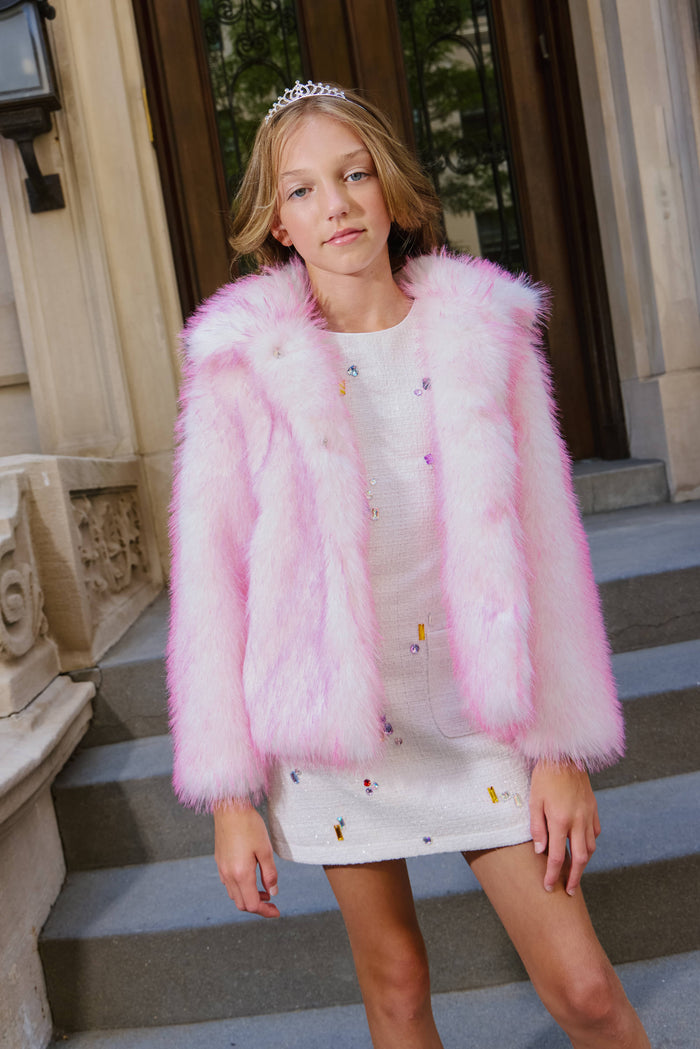 Strawberry Swirl Faux Fur Coat