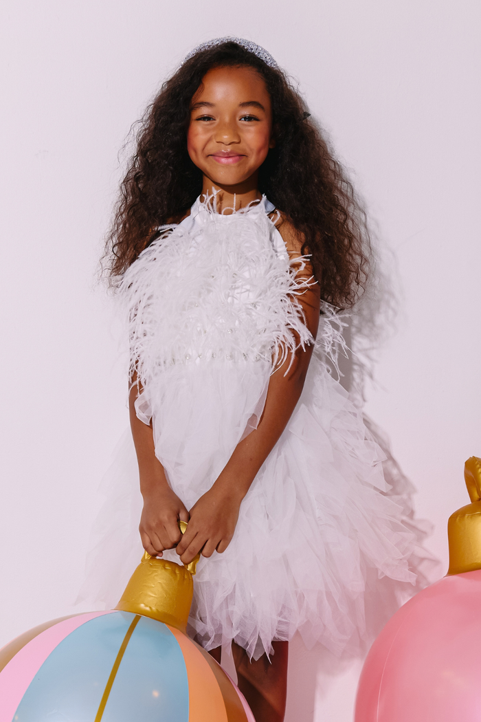 White Princess Feather Dress