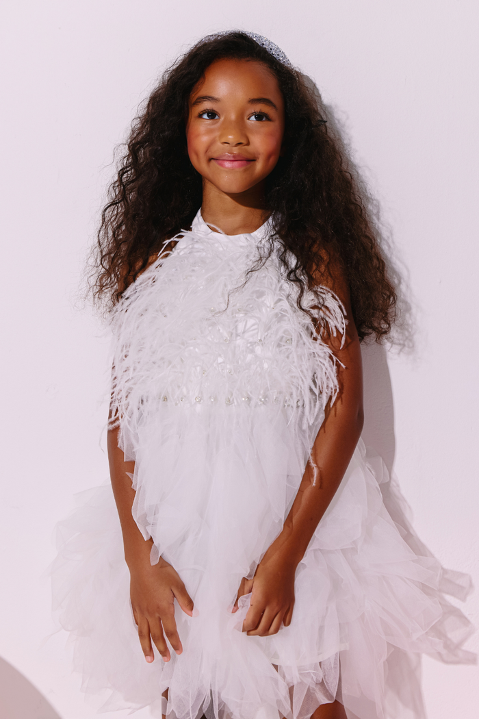 White Princess Feather Dress