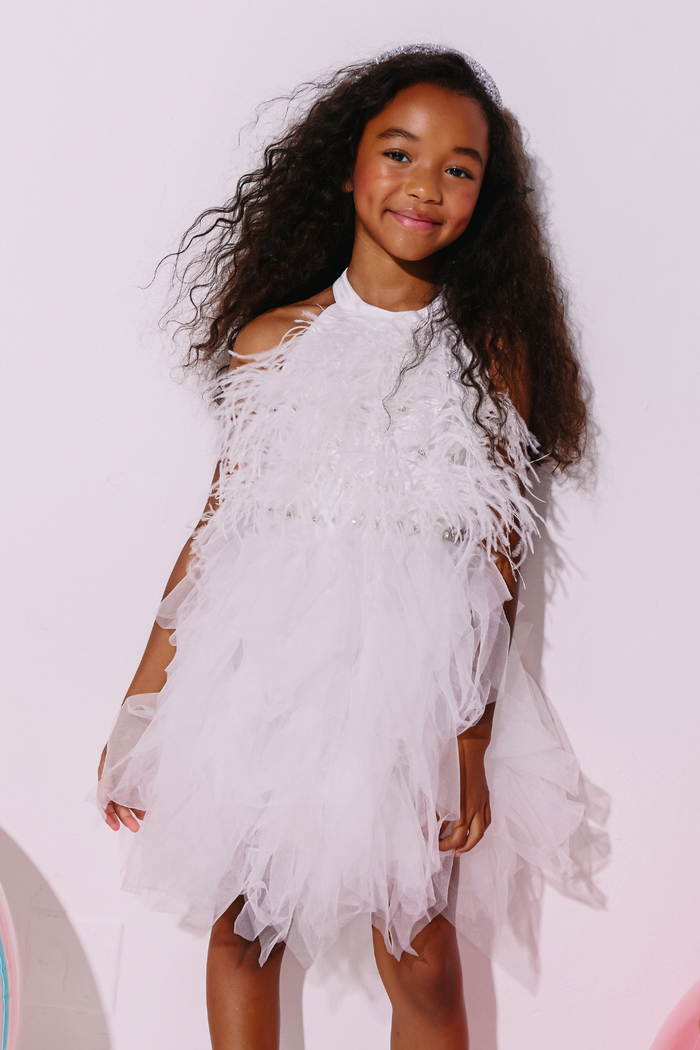 White Princess Feather Dress