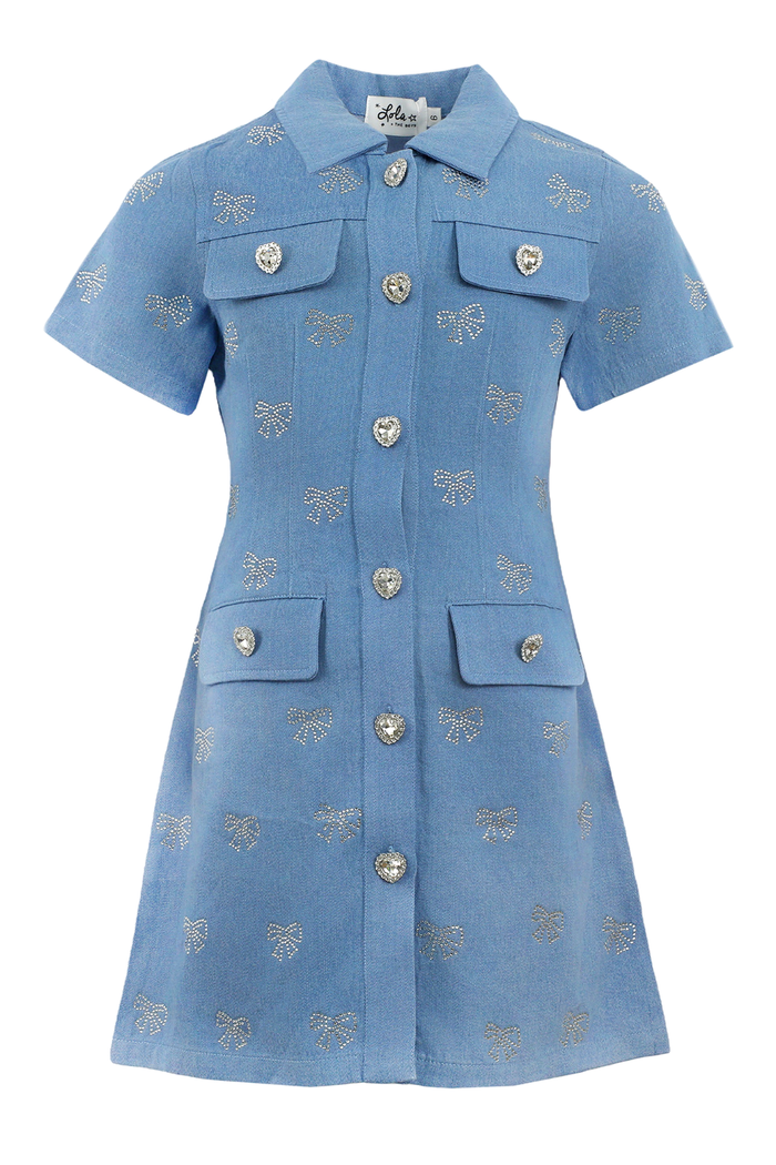 Shimmer Bows Denim Dress