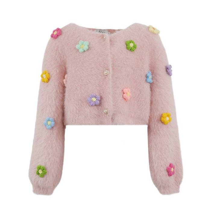 Lola + The Boys 3D Rainbow Daisy Cardigan