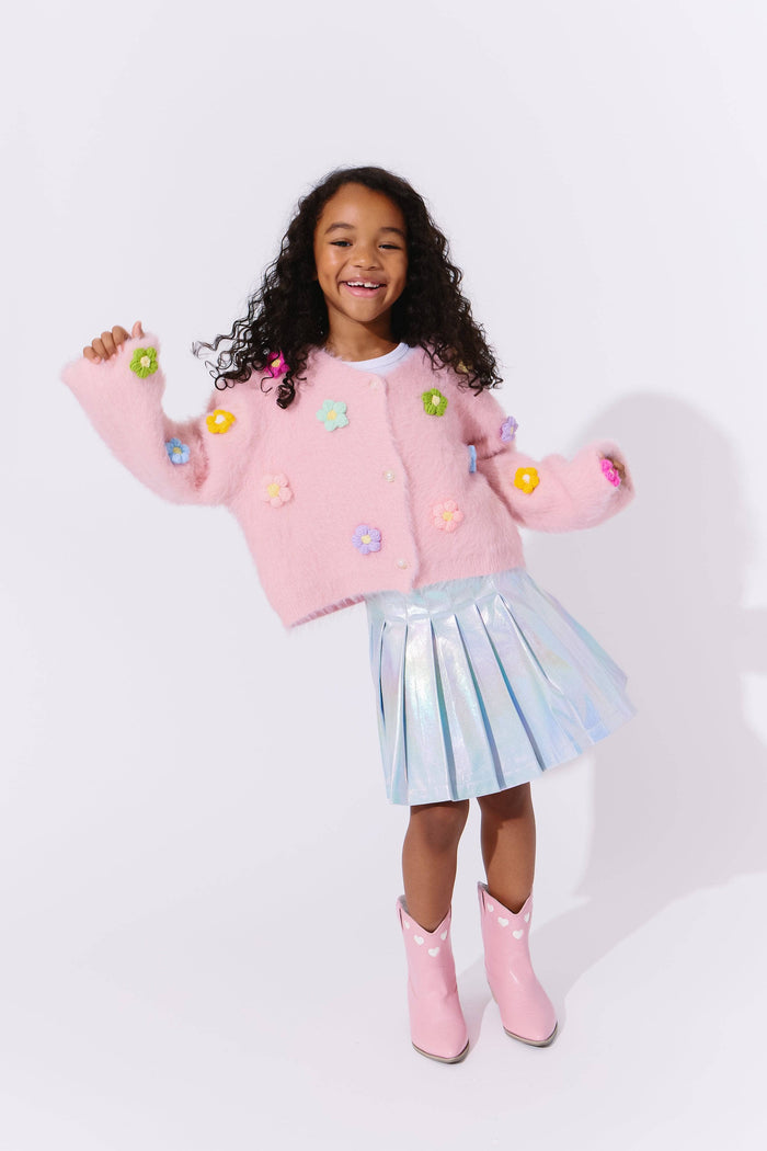Lola + The Boys 3D Rainbow Daisy Cardigan
