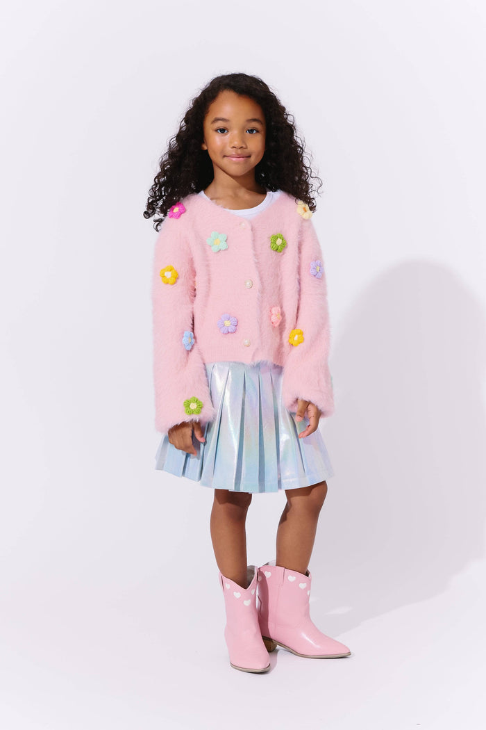 Lola + The Boys 3D Rainbow Daisy Cardigan