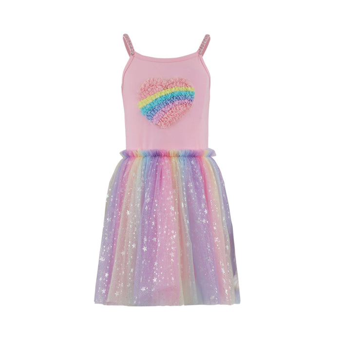 Lola + The Boys 2 3D Rainbow Heart Shimmer Dress
