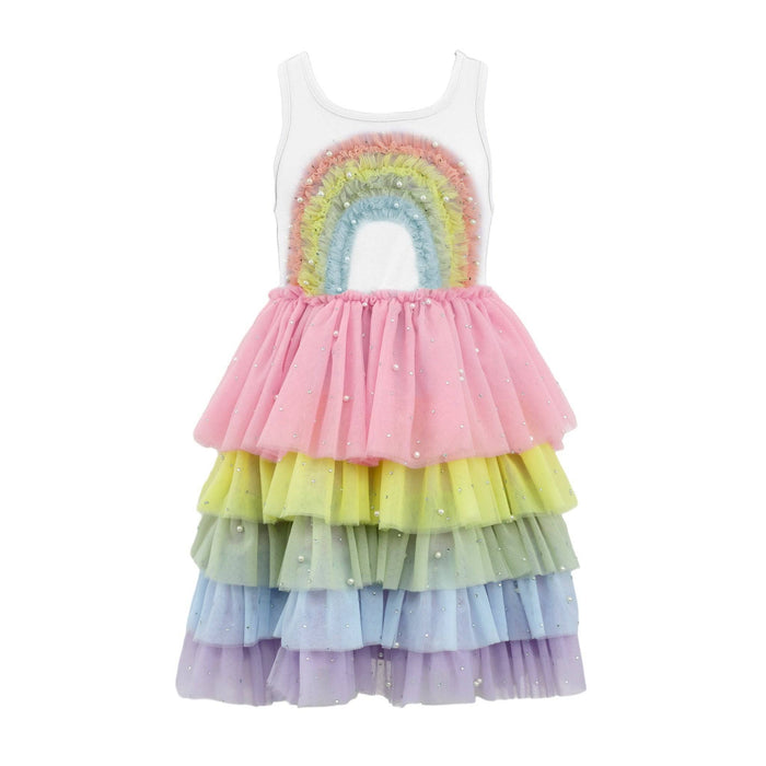 exclude-new-arriv 2 3D Rainbow White Tank Dress