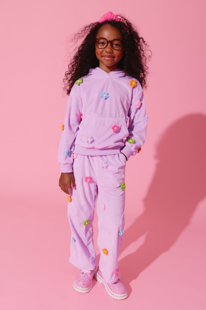 3D Rainbow Daisy Velour Set
