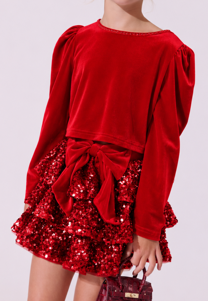 Lola + The Boys Sets 2 / Red Stardust Velvet Party Set