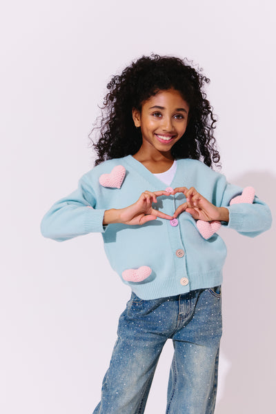 Rainbow Plush Heart Cardigan