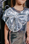 Sparkling Silver Sequin Bow Dress