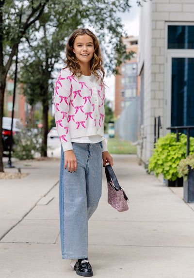 Pretty in Pink Bow Cardigan