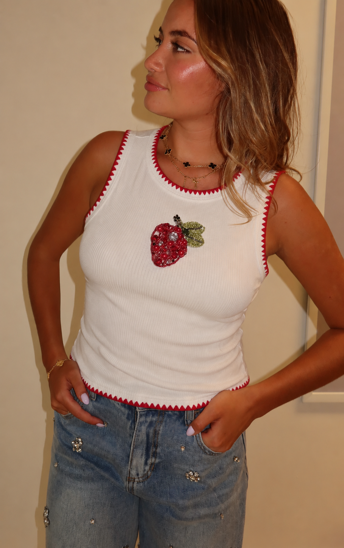 Strawberry Beaded Tank Top – Teen/Women