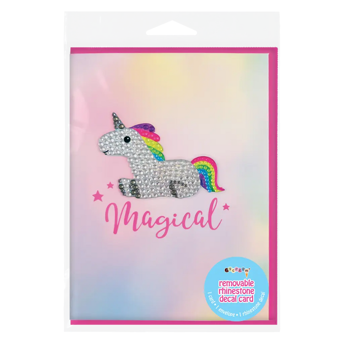 Unicorn Removable Rhinestone Decal Greeting Card