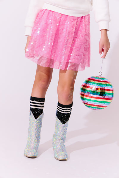 Bubble Gum Hot Pink Sequin Skirt