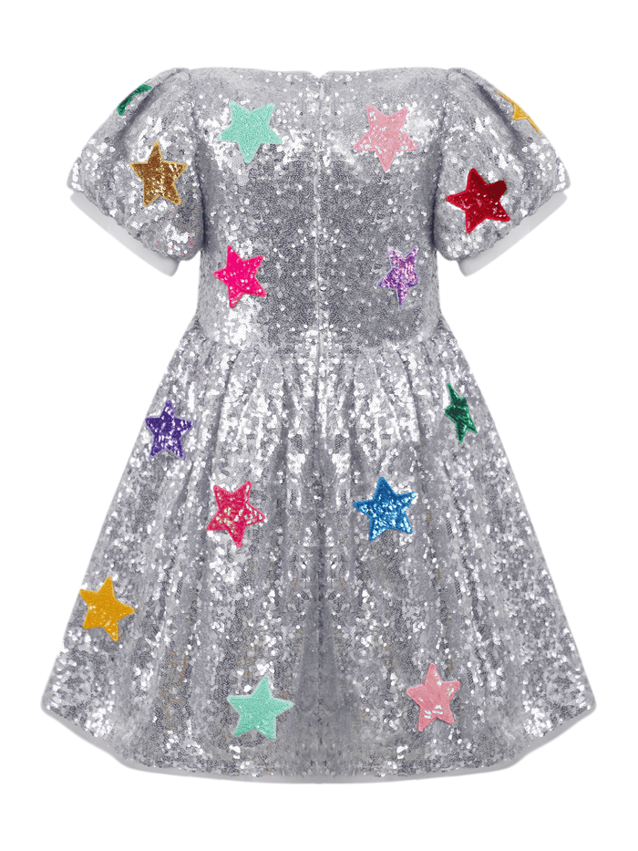 Lola + The Boys Dress Sparkle Rainbow Star Dress