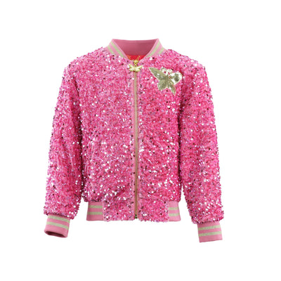 Glinda Sequin Ombre Bomber Hot Pink