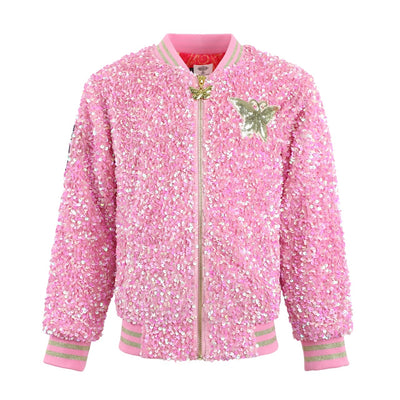 Light Pink Butterfly Sequin Bomber