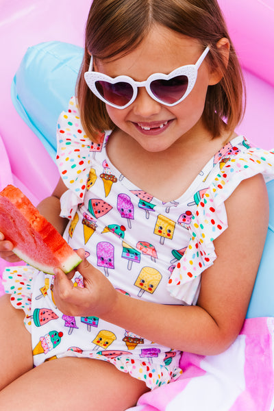 Rainbow Ice Cream Ruffle Swimsuit