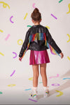 Women's Crystal Rainbow Rain Leather Jacket