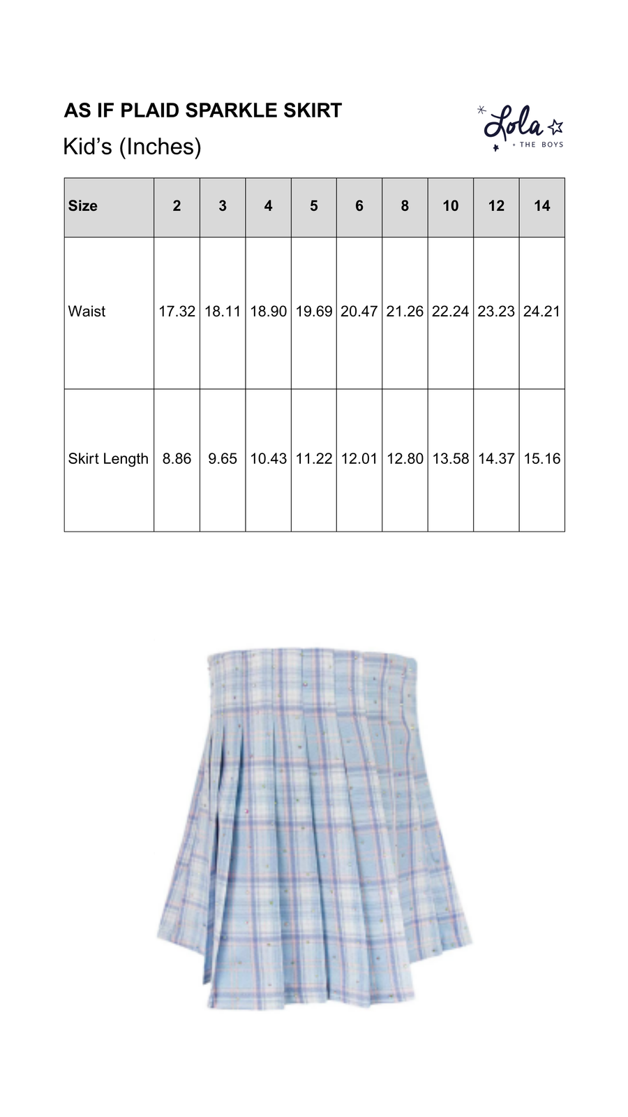Size Chart Mobile