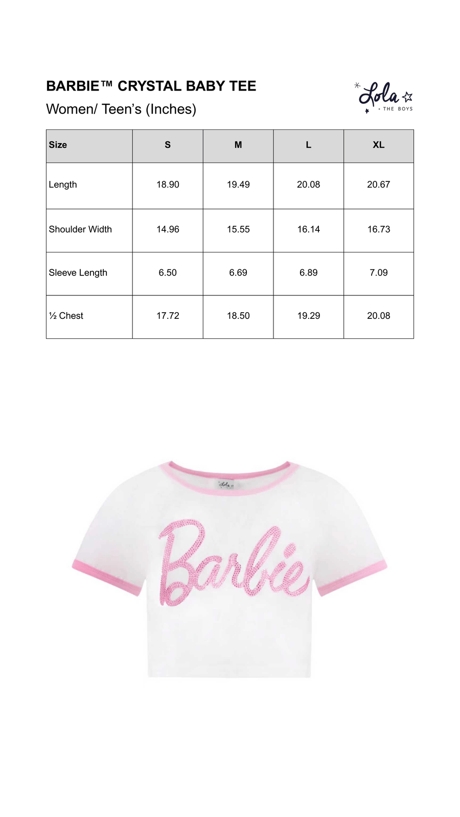 Size Chart Mobile