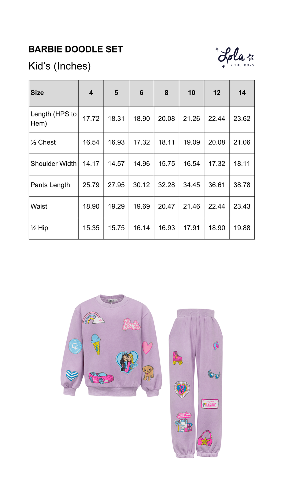 Size Chart Mobile