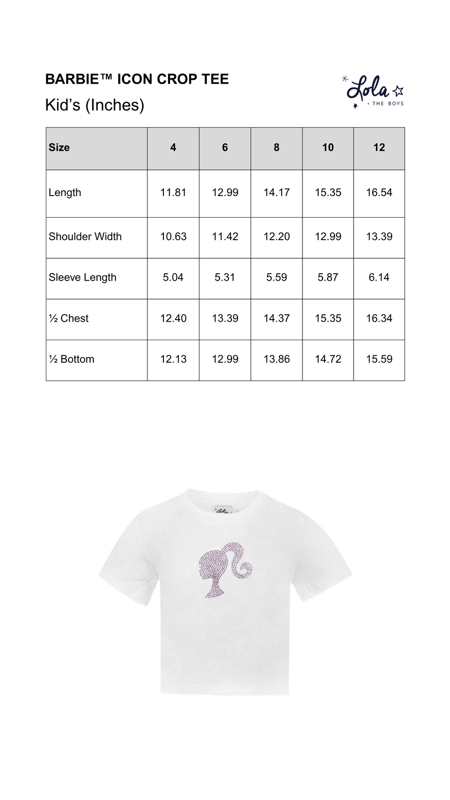 Size Chart Mobile
