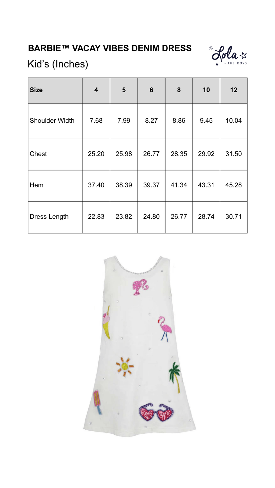 Size Chart Mobile
