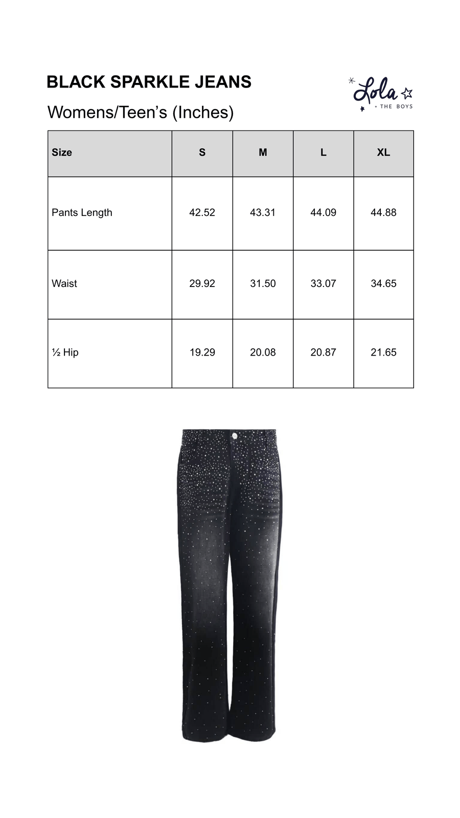 Size Chart Mobile