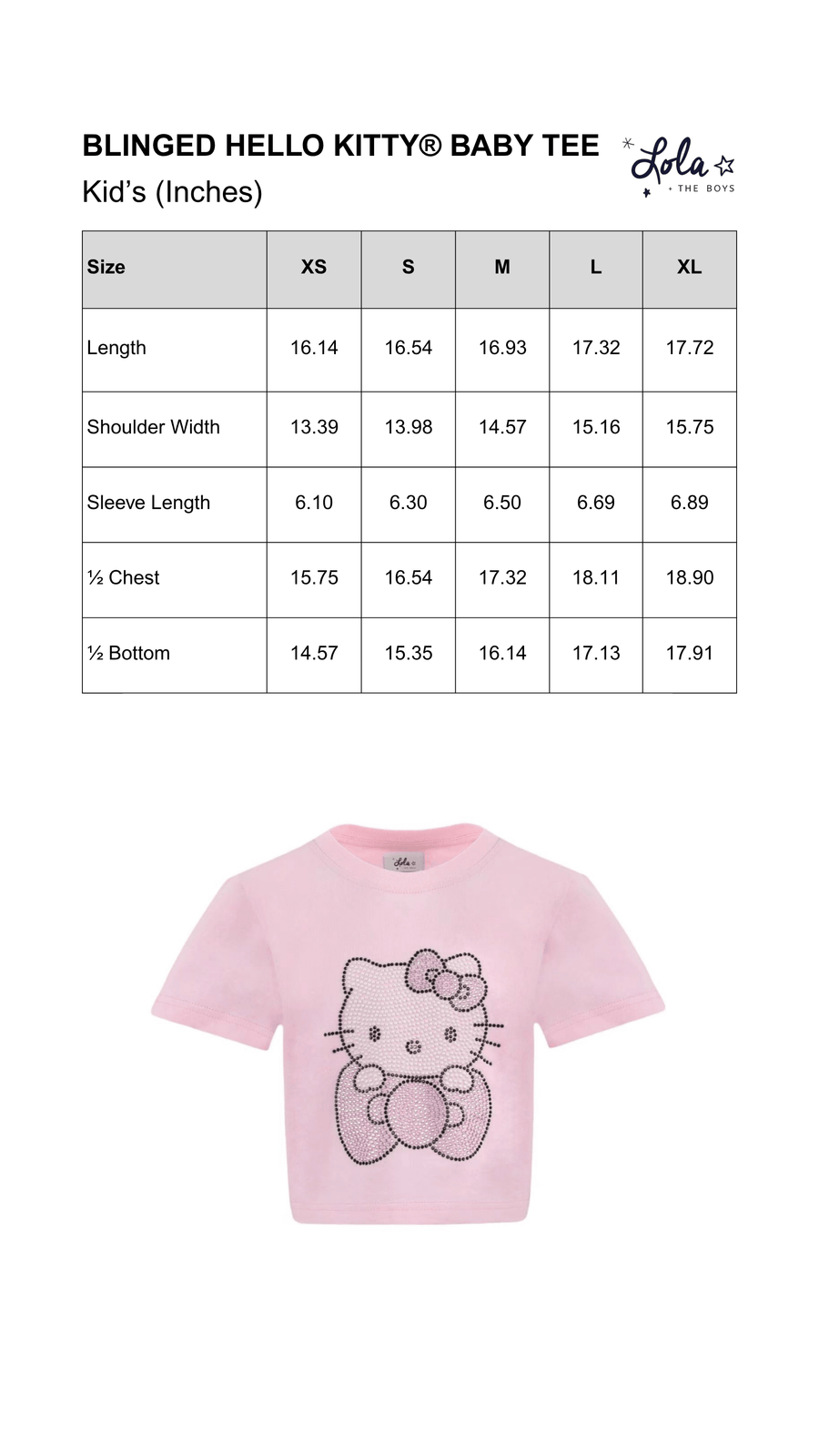 Size Chart Mobile