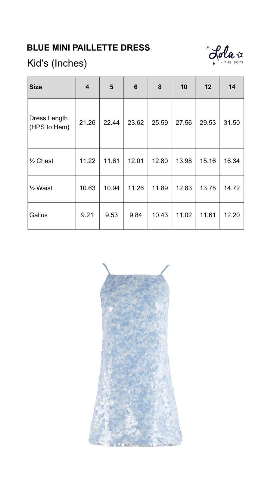 Size Chart Mobile