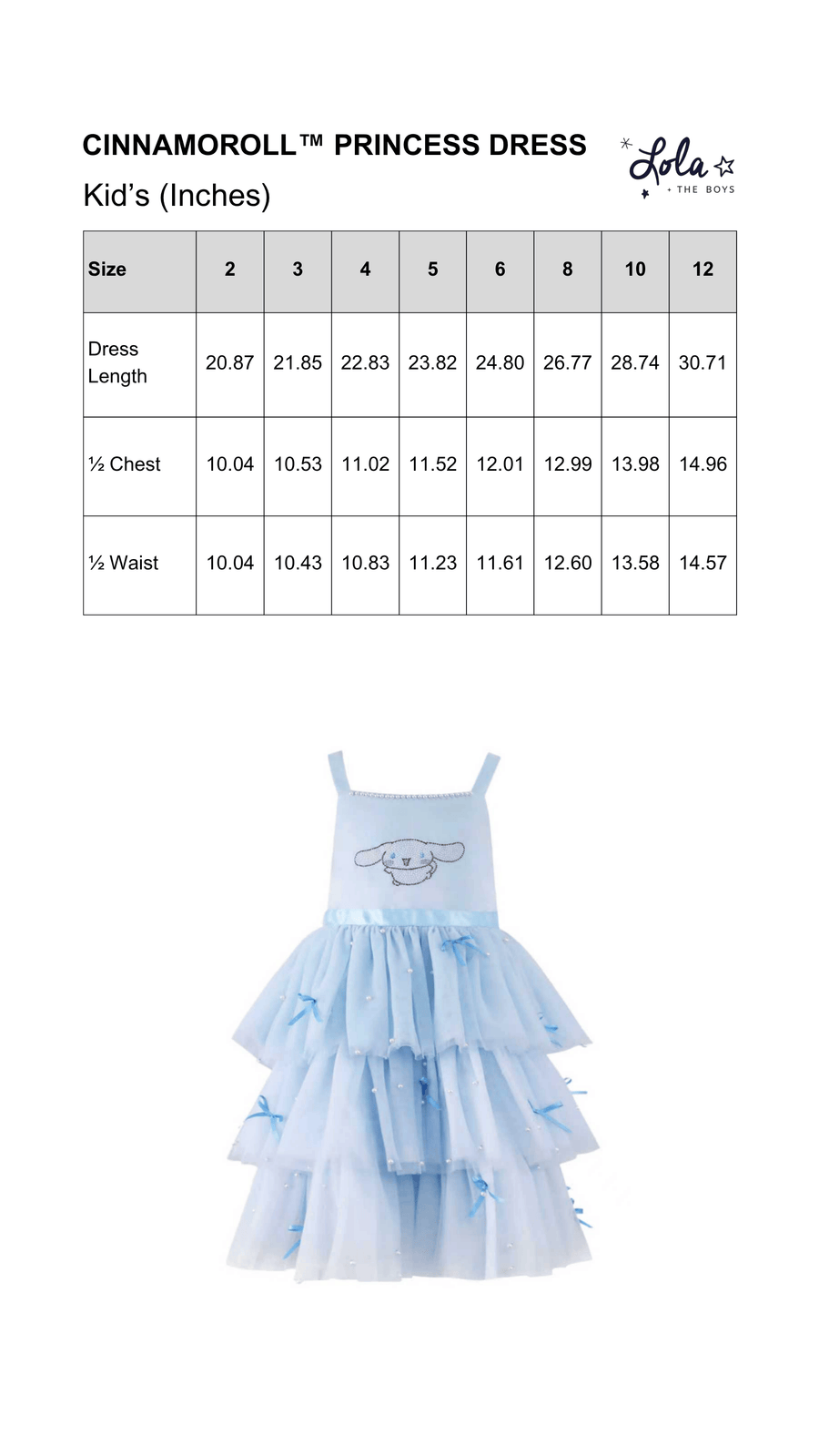Size Chart Mobile