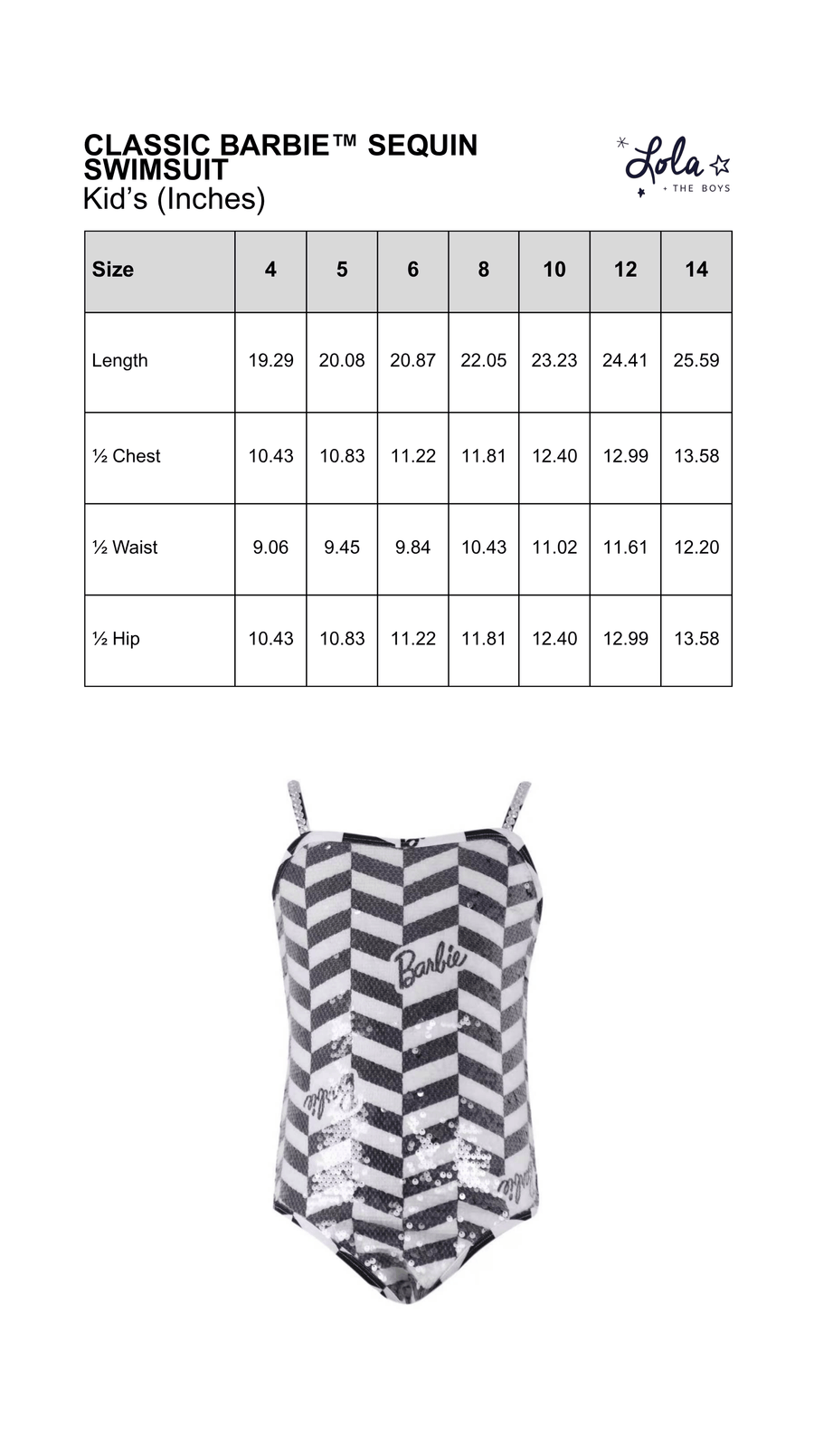 Size Chart Mobile