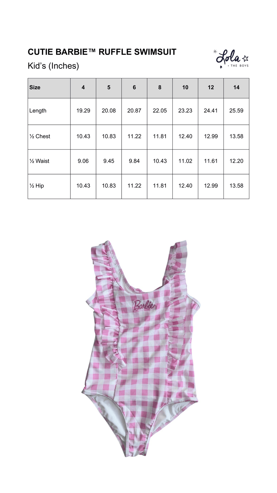 Size Chart Mobile