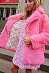 Hot Pink Faux Fur Coat