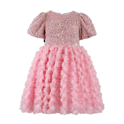 Glinda Roses Puff Sleeve Dress