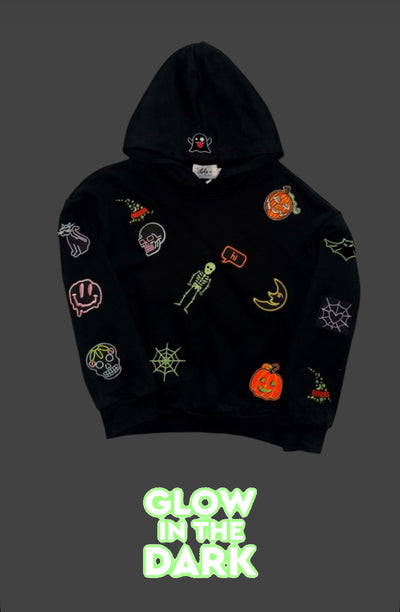 Glow Patched Halloween Hoodie